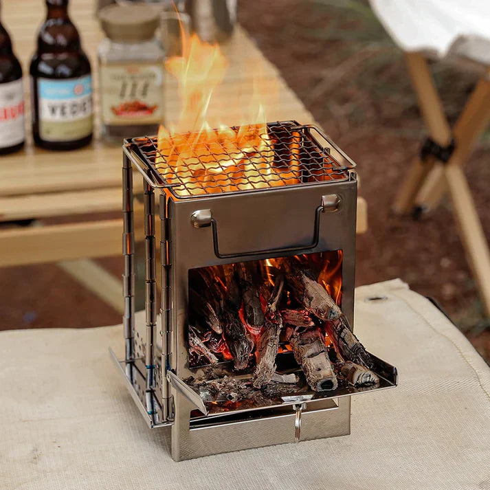 Foldable Stainless Steel Wood Stove - Camping