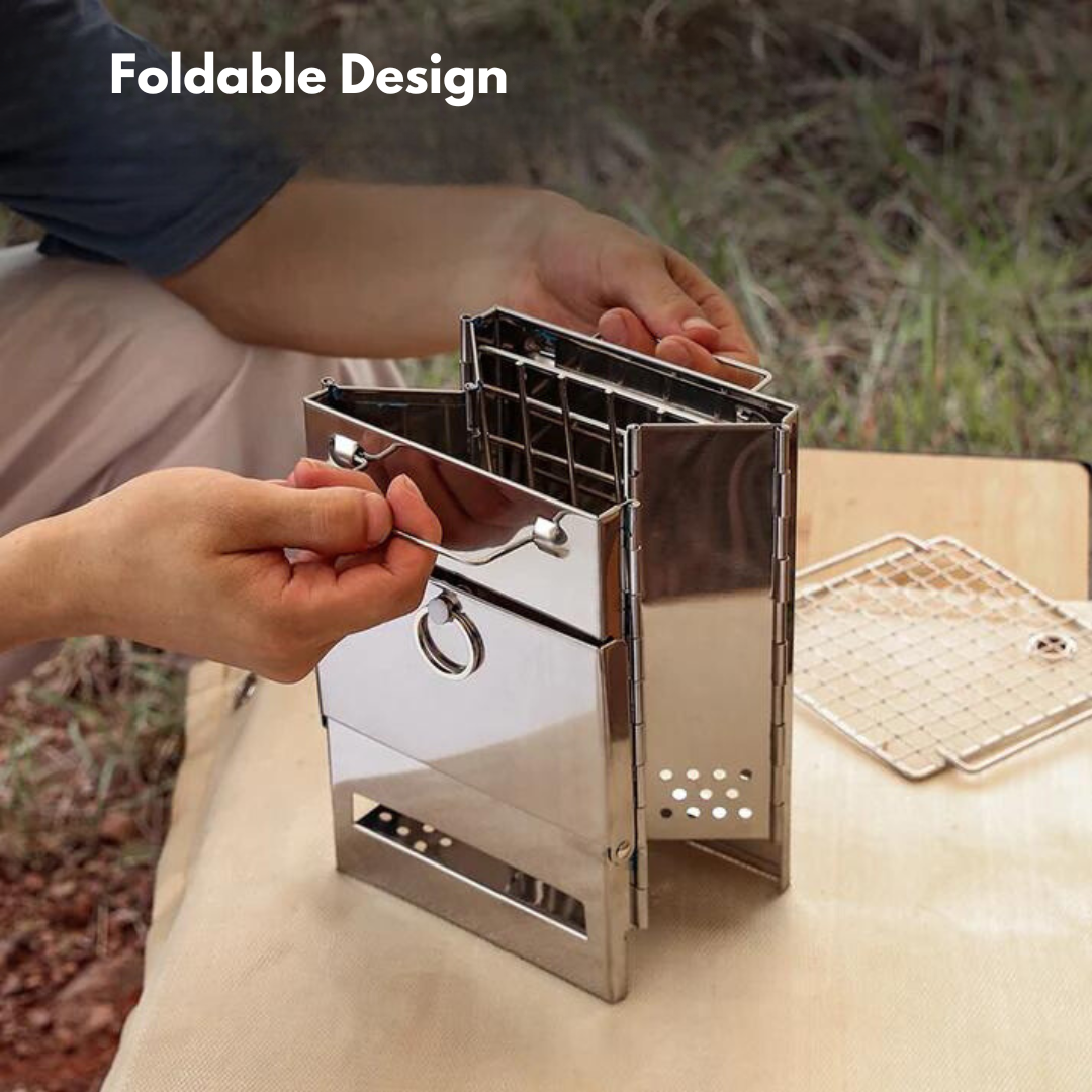 Foldable Stainless Steel Wood Stove - Camping