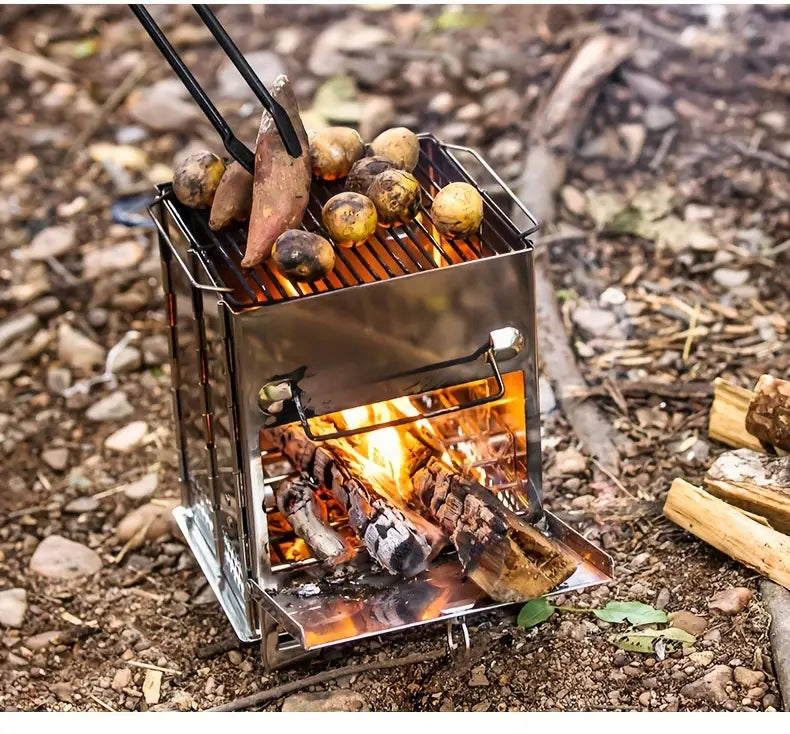 Foldable Stainless Steel Wood Stove - Camping