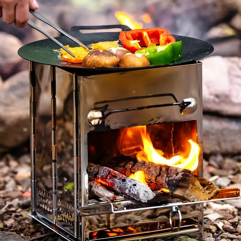 Foldable Stainless Steel Wood Stove - Camping