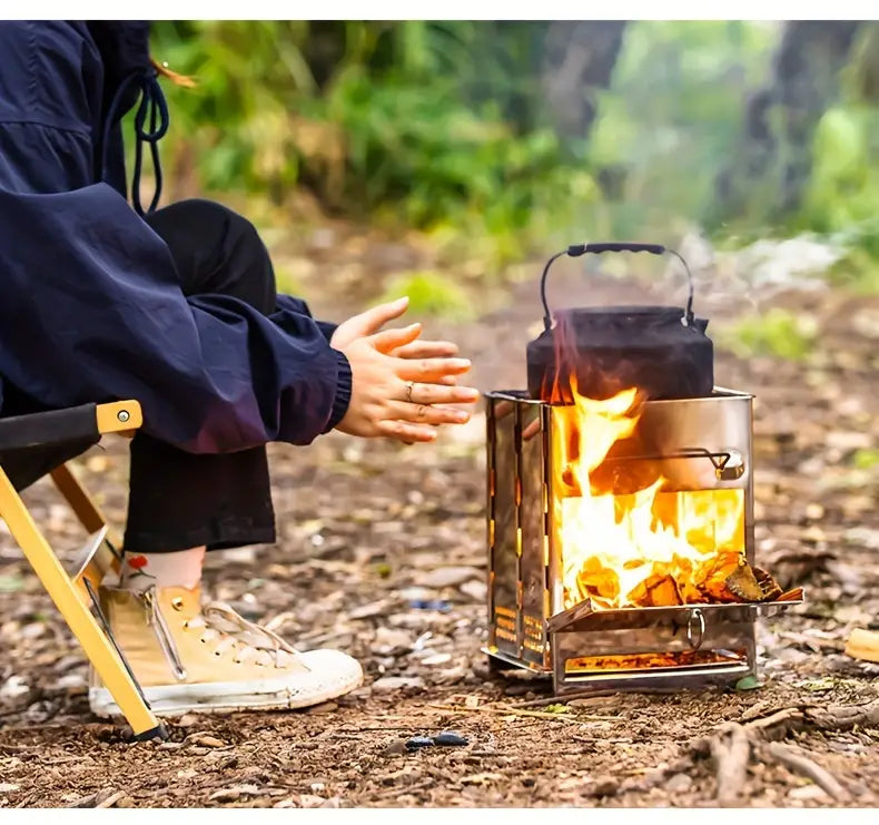 Foldable Stainless Steel Wood Stove - Camping