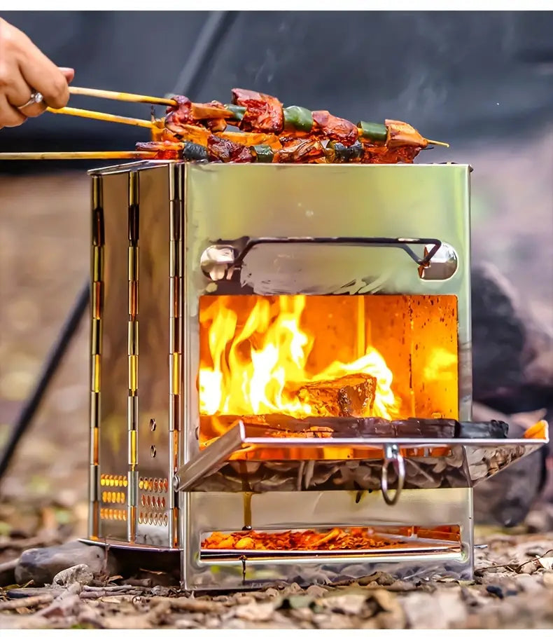 Foldable Stainless Steel Wood Stove - Camping