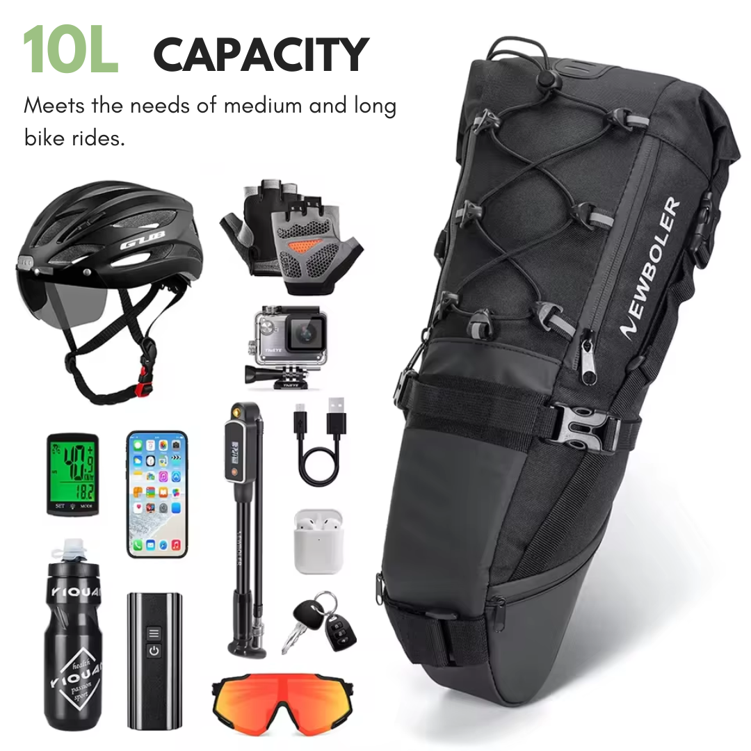 Waterproof Bike Saddle Bag - 10L Capacity